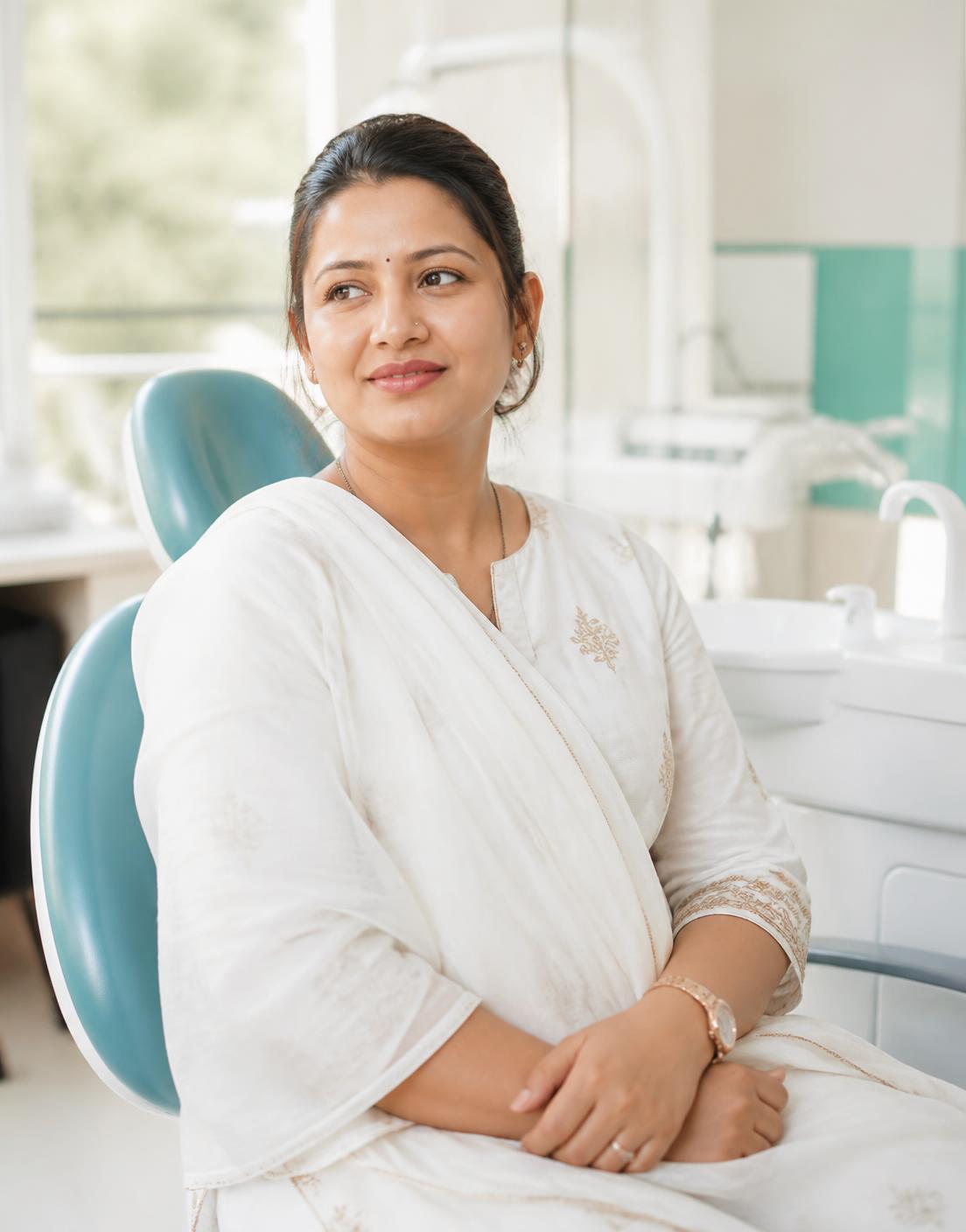 A patient seated comfortably in a treatment chair at Happy Health Clinic
